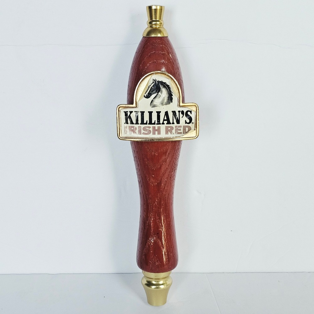 Vintage George Killian's Irish Red Beer Tap Handle Wood Brass Horse Logo Pub Bar